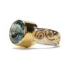 Handmade-Ring-XXL-blue-topaz-set-in-gold, ring-silver-with-gold-curls1