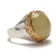 Ring hammered silver with Handmade-Ring-big- round-moonstone-set-in- open-redgold-setting