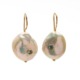 Earrings baroque pearl with blue topaz and gold