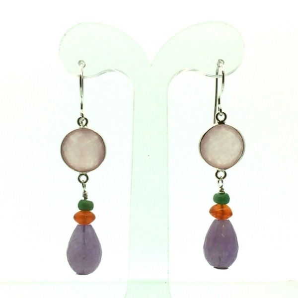 Rose quartz and Amethyst Earrings