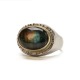 Silver ring for man with Labradorite set in gold